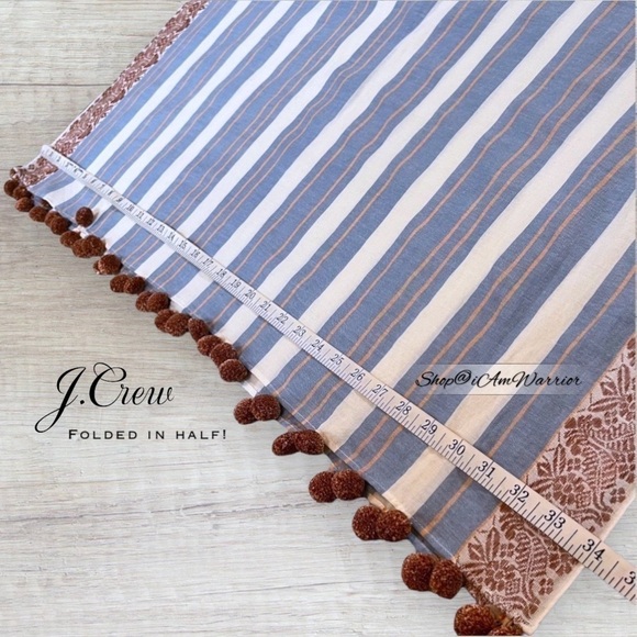 J.Crew striped patterned cotton pom pom long oversized scarf *shop@iamwarrior - Picture 9 of 11